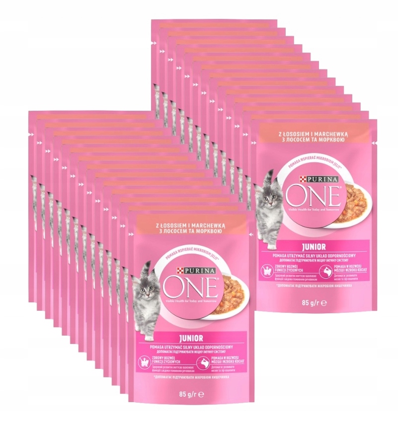Purina One Junior Karma dla kociąt z łososiem i marchewką 24 x 85g