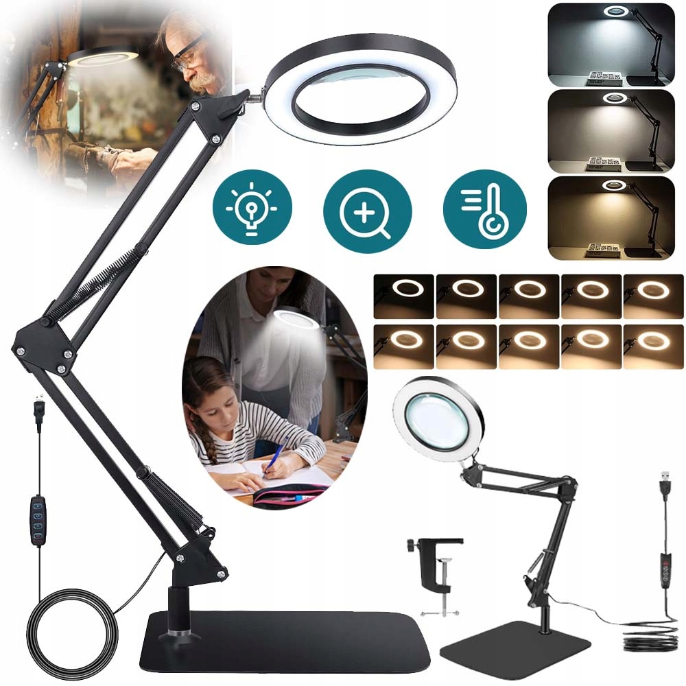 Led Lampa Kosmetická Lupa Sklo Zvětšující Lampu, 10 Úrovní Jasu