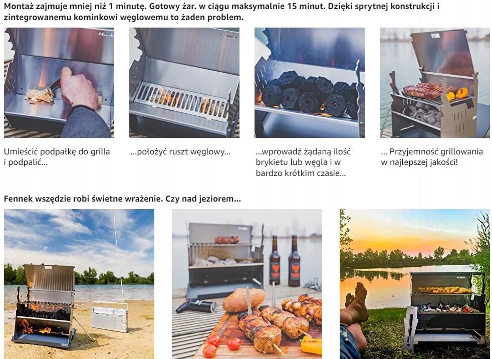 MOBILNY GRILL PREMIUM ZE STALI NIERDZEWNEJ Głębokość grilla 19 cm