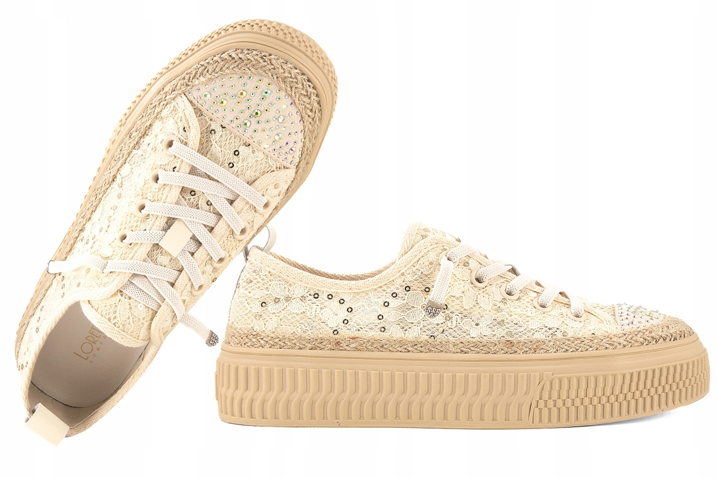 Loretta Vitale W1911 Krajkové Polobotky Dámské Textilní Tenisky béžová 38