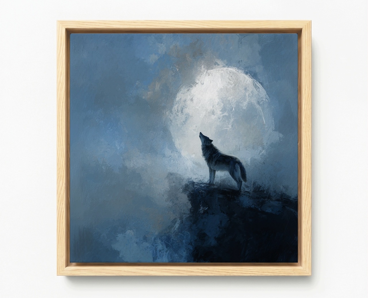 Obraz Rám Americký Box Noc Temnota Měsíc Vlk Divočina Mysticismus 50x50