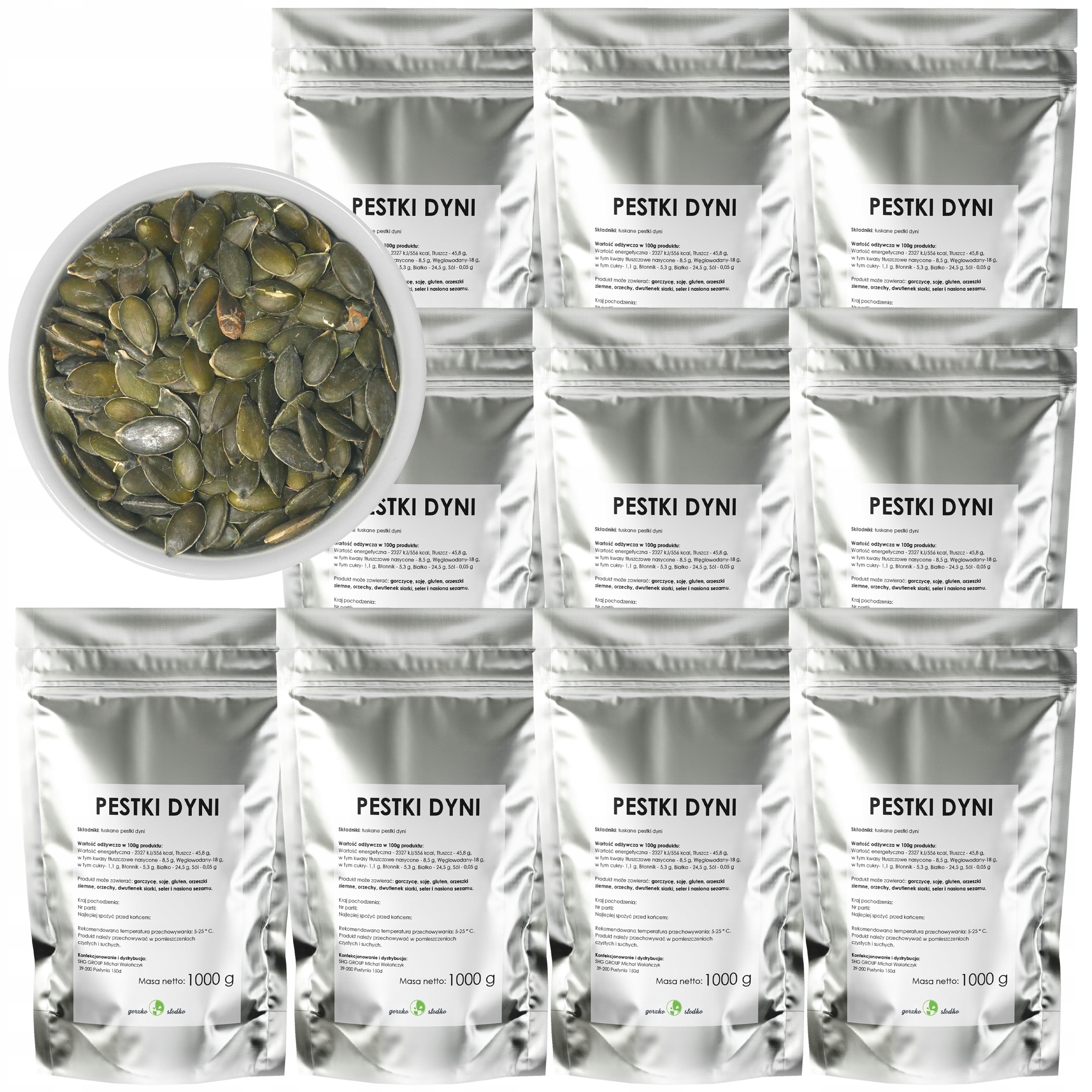 Dynia Łuskana 10 kg Pestki z dyni naturalne bez łupiny Zdrowa przekąska