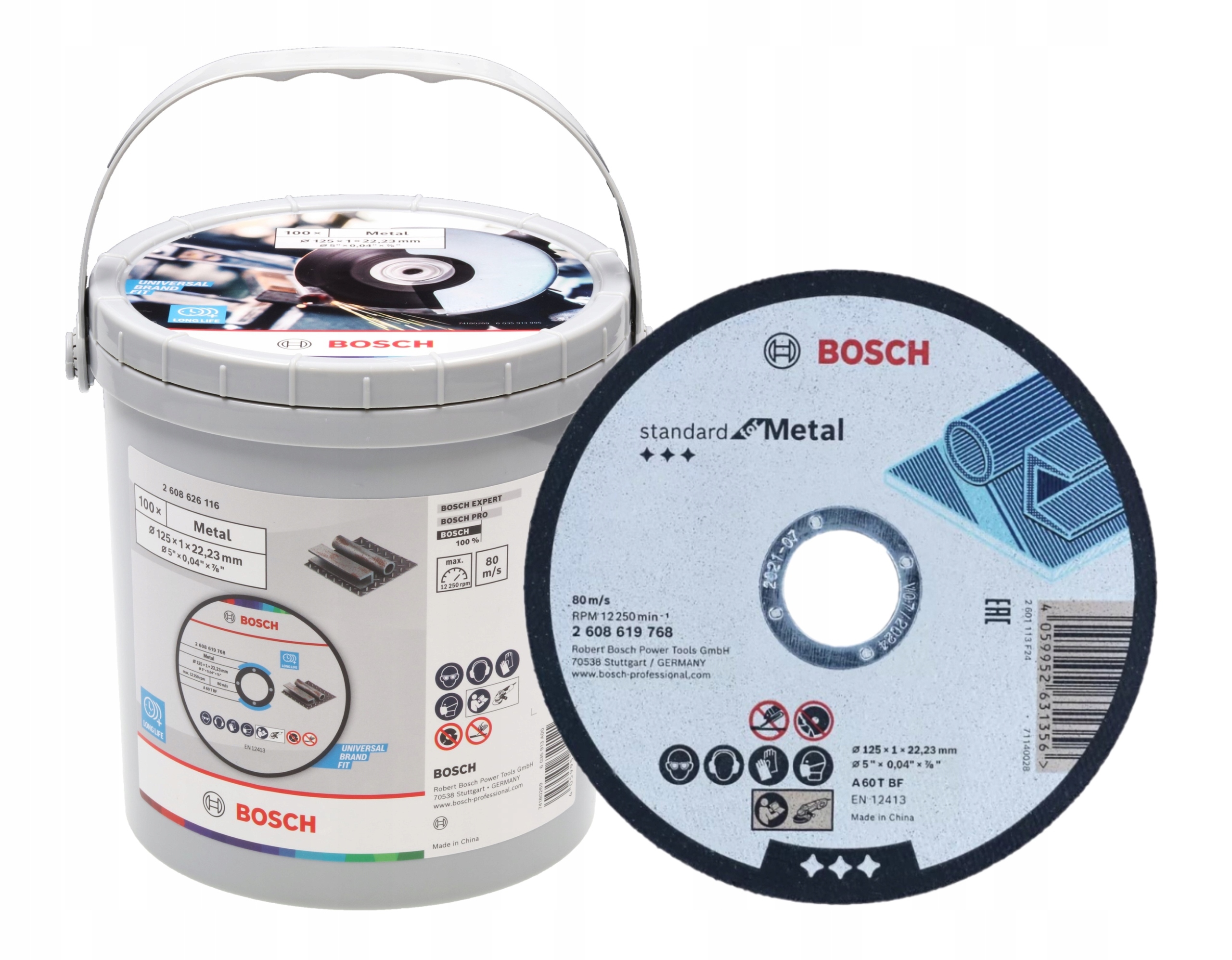Plochý Kotouč 125*1.0*22 Na Kov 100 Ks V Nádobě 2608626116 Bosch