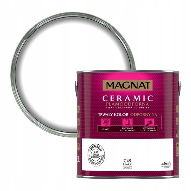 MAGNAT CERAMIC Farba Ceramiczna 2,5L C45 BIAŁY (91010428) • Cena