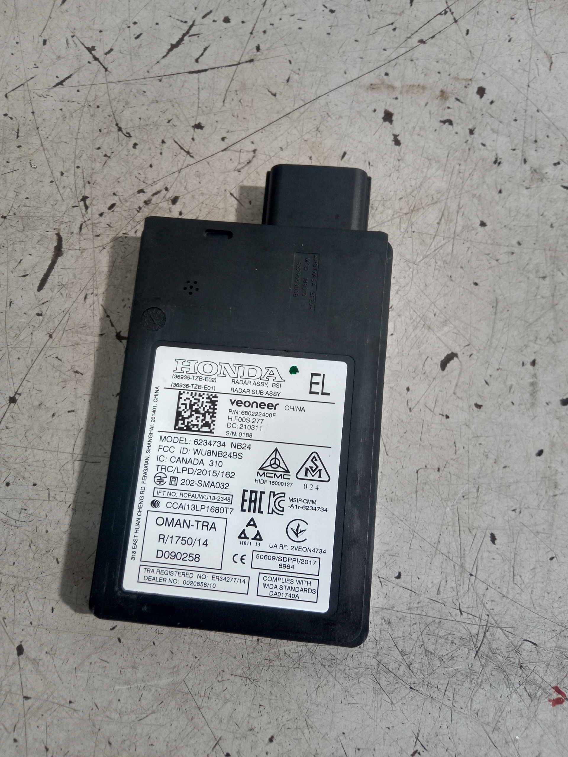 36935-TZB-E02 - HONDA JAZZ V РАДАР ДАТЧИК ПОМОЩНИК ЛЕВЫЙ ЗАДНИЙ