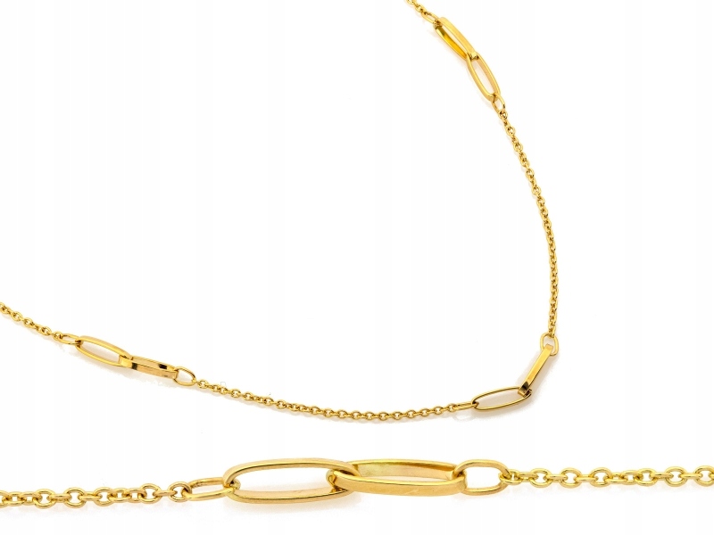 Dámský náhrdelník zlatý 585 módní elegantní r42 jako dárek 14k s články