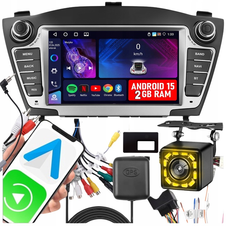 Radio pro Hyundai Tucson IX35 2009-2015 CarPlay Android 15 Gps WiFi Fm 2 Gb