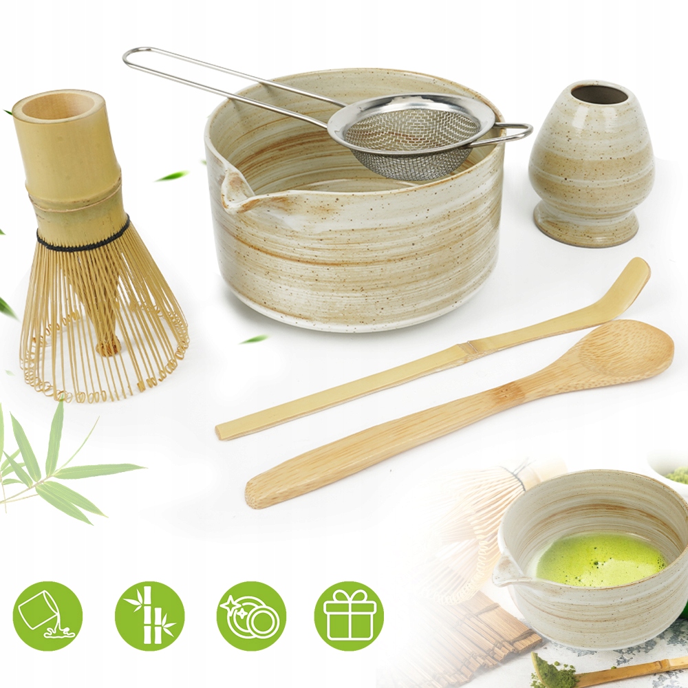 Levně Kompletní Sada Pro Matcha S Bambusovými Doplňky V Žluté Barvě