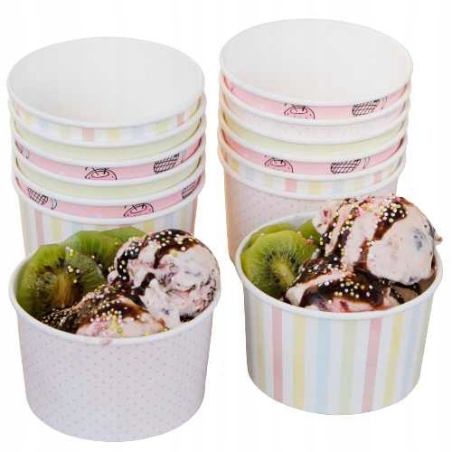 Papierowe miseczki, na lody, pastele, 245ml, 25szt (do dalszej odsprzedaży)