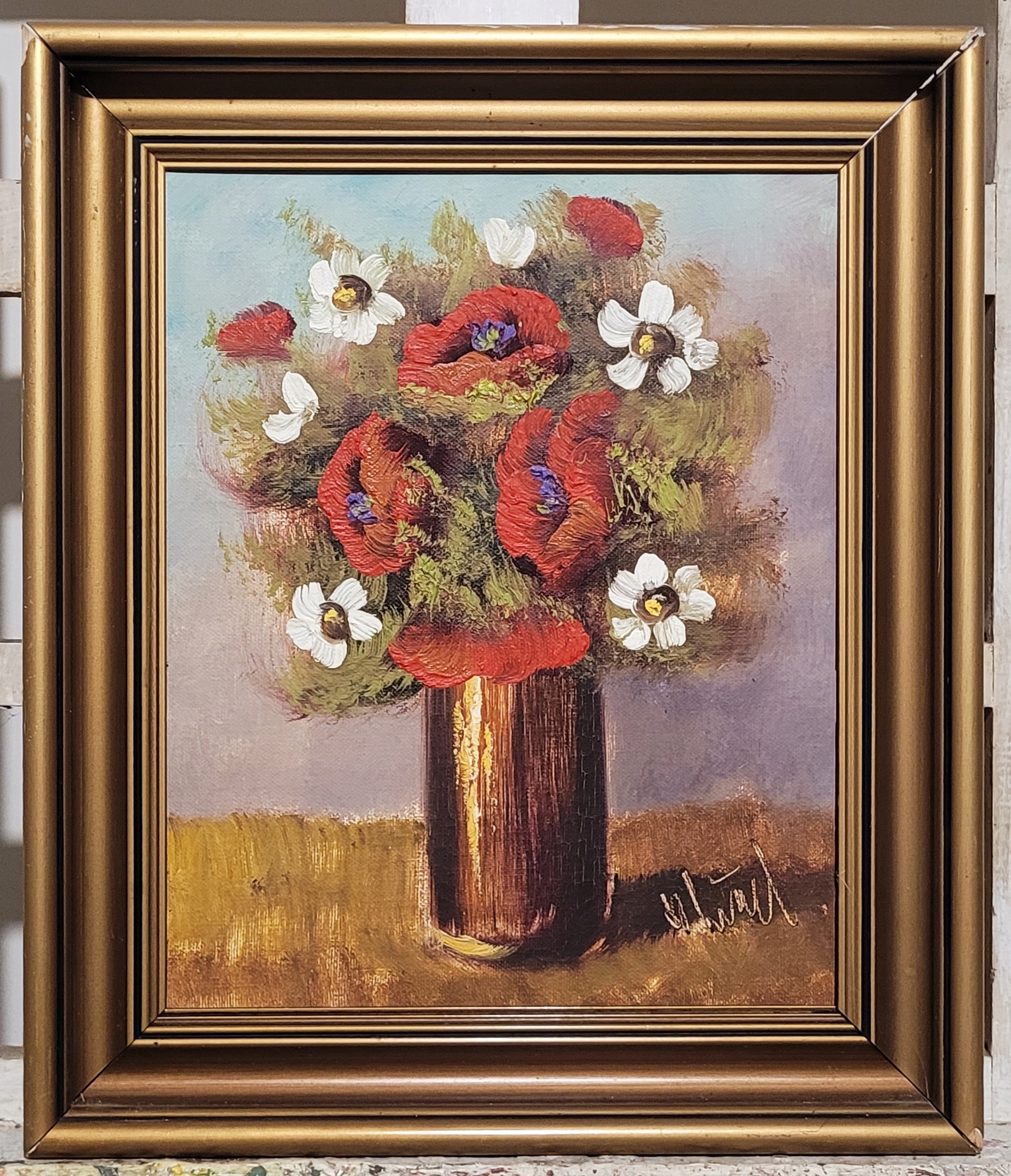 „ KWIATY ” - sygnowany obraz olejny.