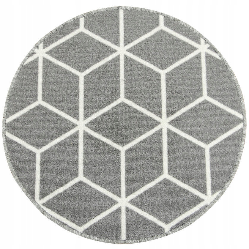 

śr. 67 cm Antypoślizgowy Okrągły Dywan Cubes Szary