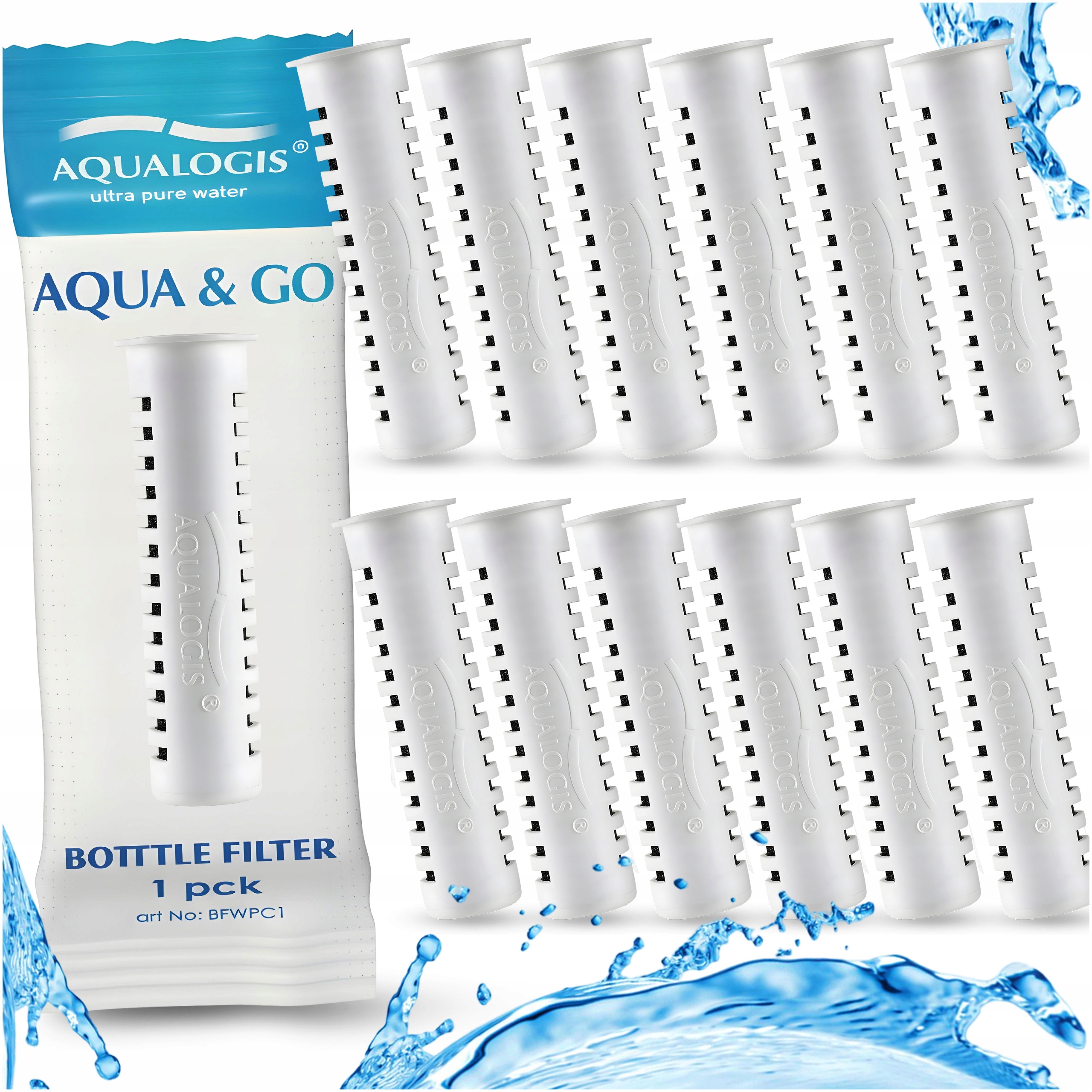 Filtr Do Butelki Filtrującej Aqualogis Zamiennik Uniwersalny 12 szt.