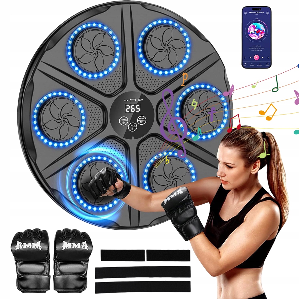 Tarcza Bokserska Treningowa Bluetooth Na Ścianę Muzyczna Tablica 12 Trybów