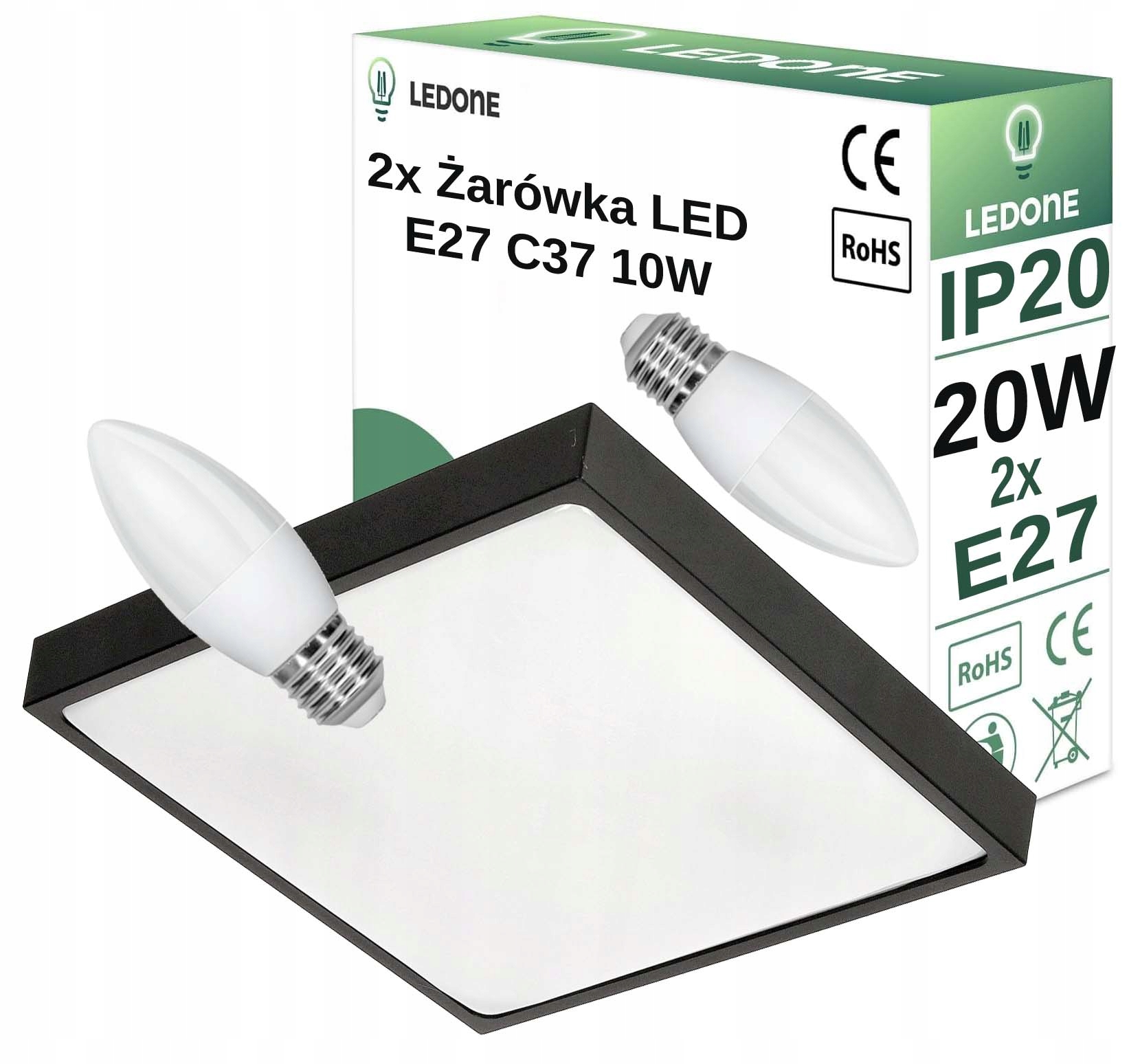 

Plafon czarny lampa oprawa sufitowa 20W LEd na E27