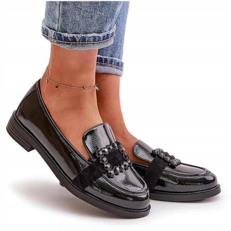 Dámské Lakované Mokasíny S Ozdobou Z Eko Kůže Vinceza 58389 Černé 37