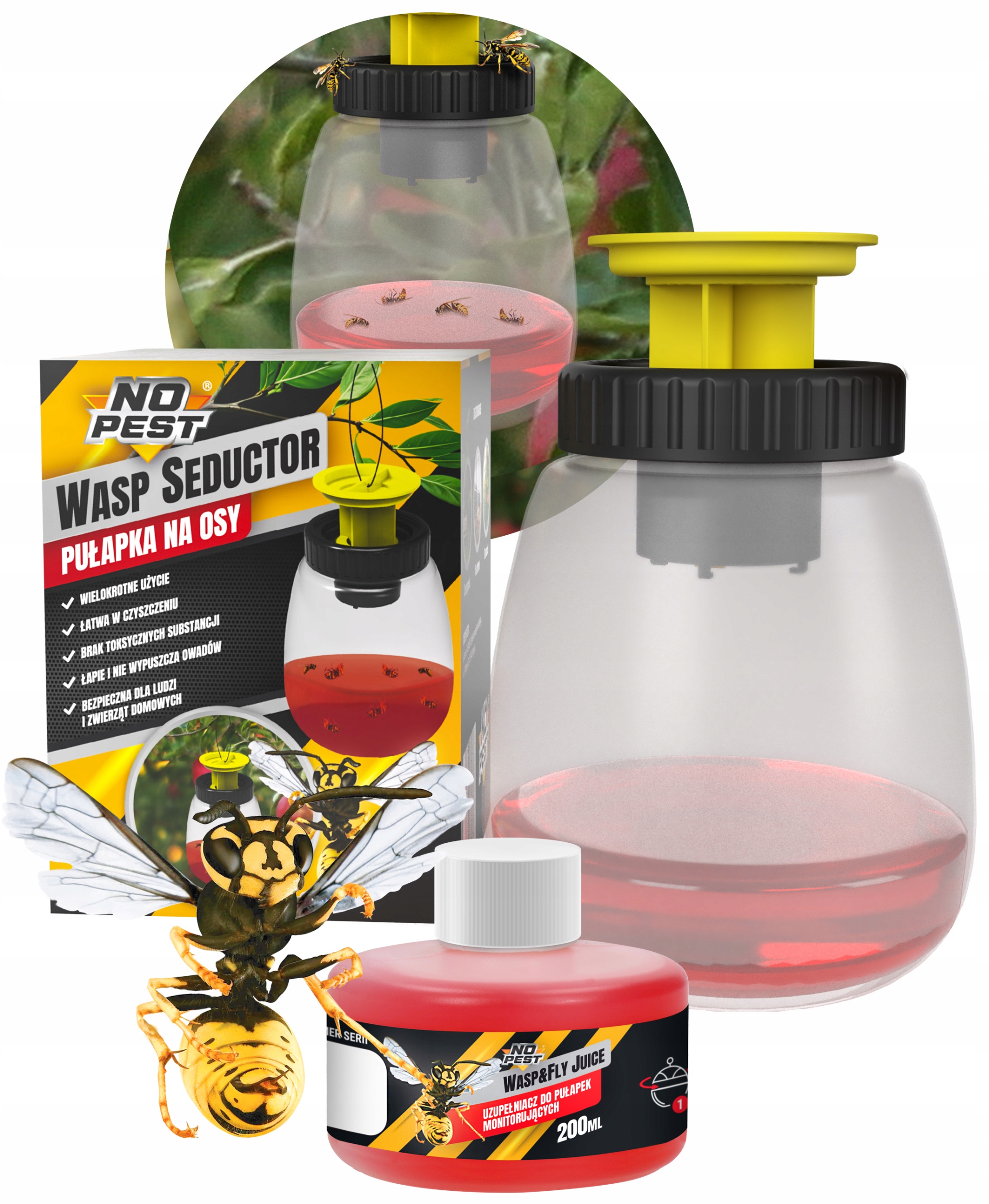 PUŁAPKA NA OSY OWADY DO WYŁAPYWANIA OS PRZECIW OSOM NO PEST + WABIK 200ML