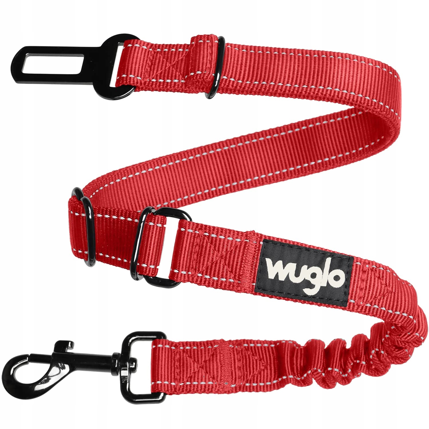 Wuglo Pás pro psa do auta Elastický Bezpečný Univerzální Červený