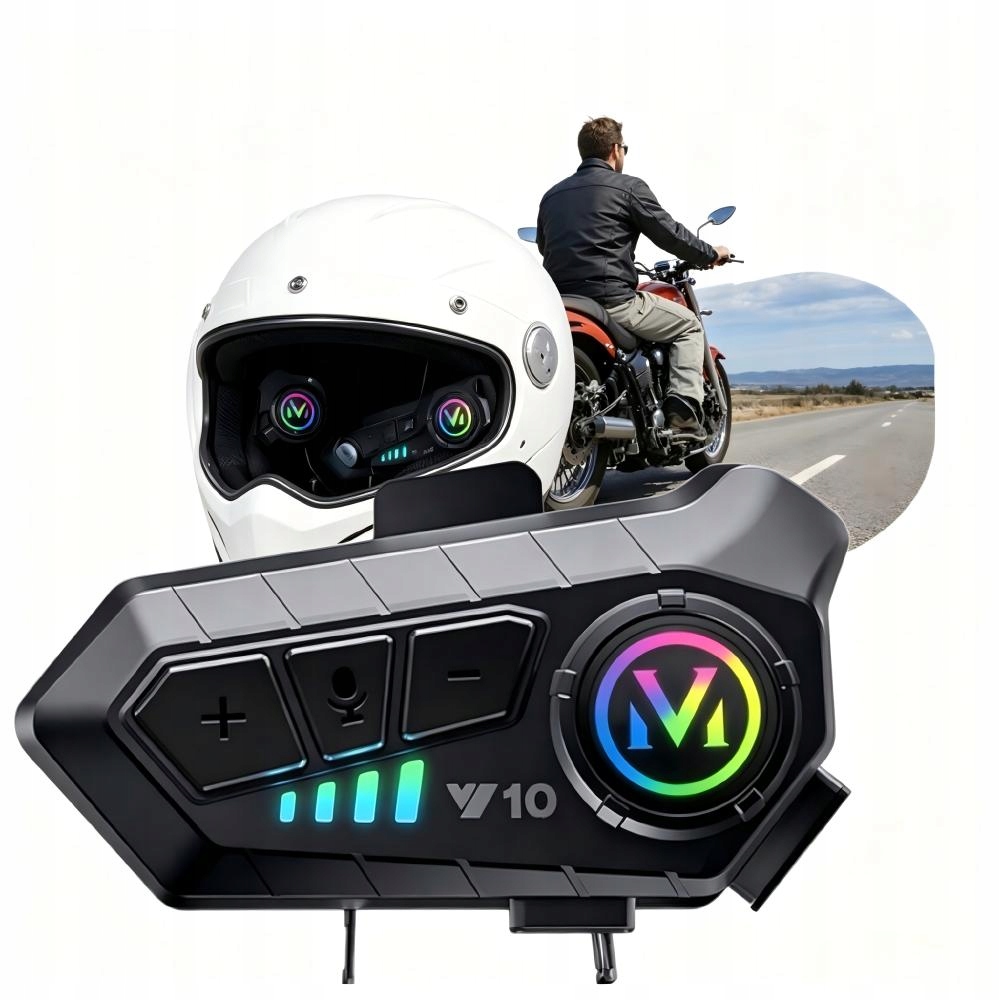 Interkom Motocyklowy Bluetooth Y10 Uniwersalny Z Mikrofonem Hybrydowym