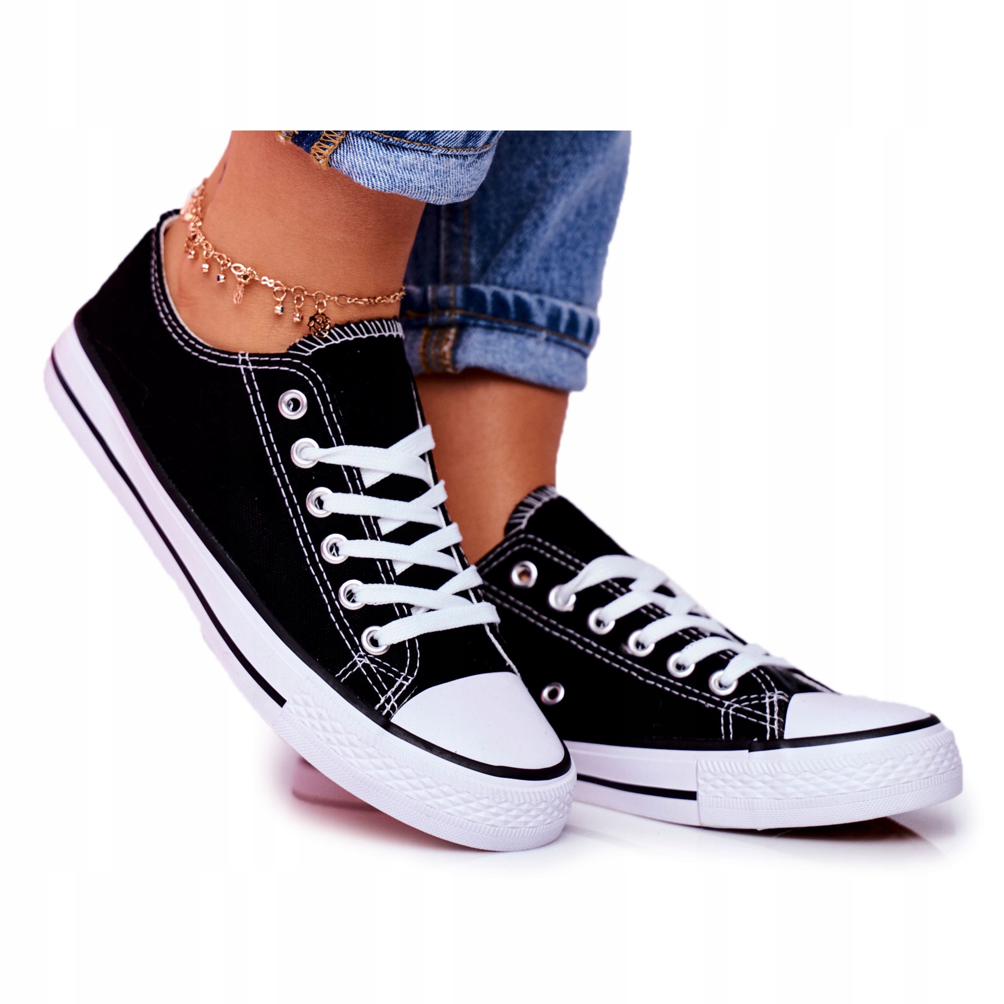 

Białe Czarne Tkanina Buty Trampki PS1 r.39