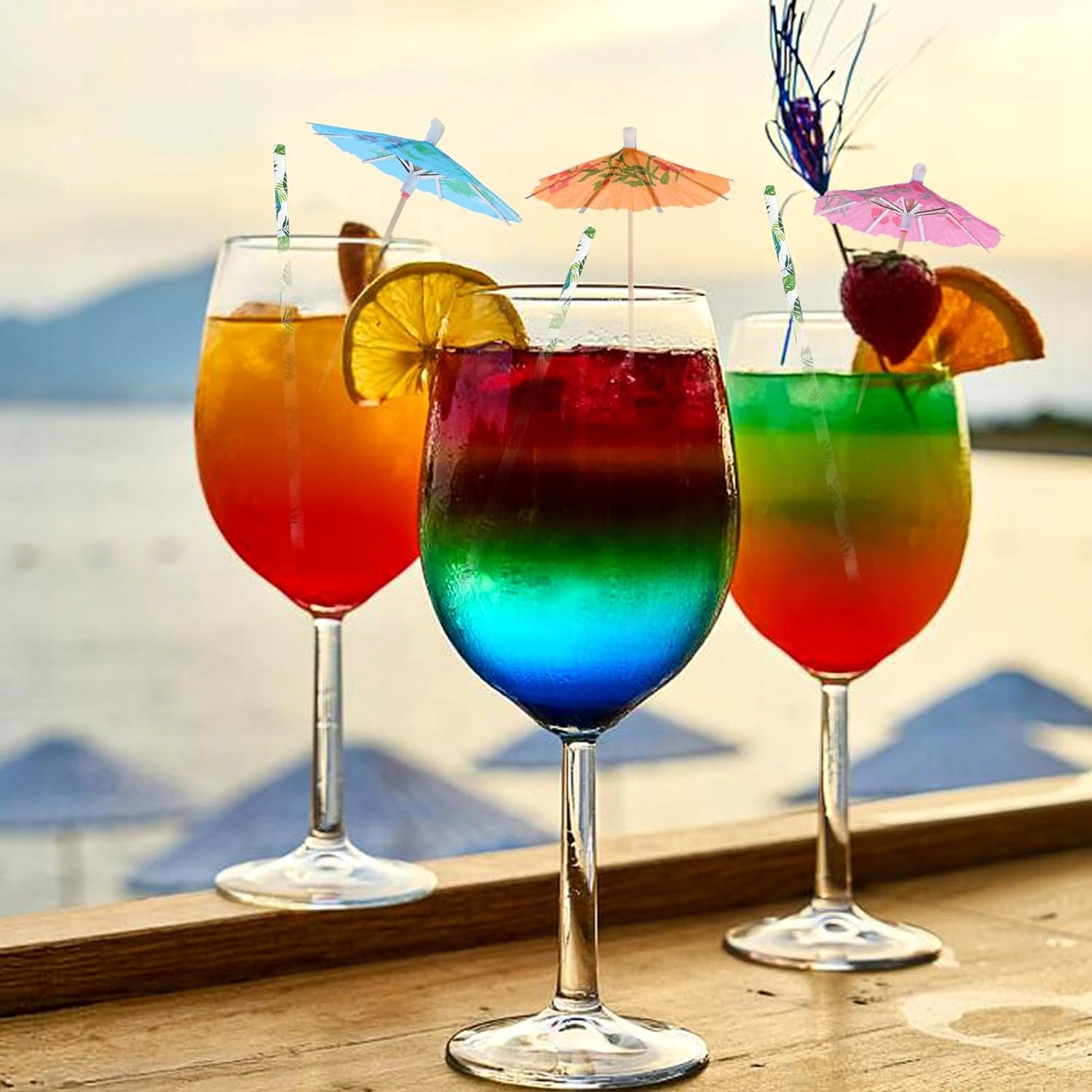 PAPIEROWE PARASOLKI DO DRINKÓW KOLOROWE KWIATY HAWAJSKIE SŁOMKI 150 szt Marka inna