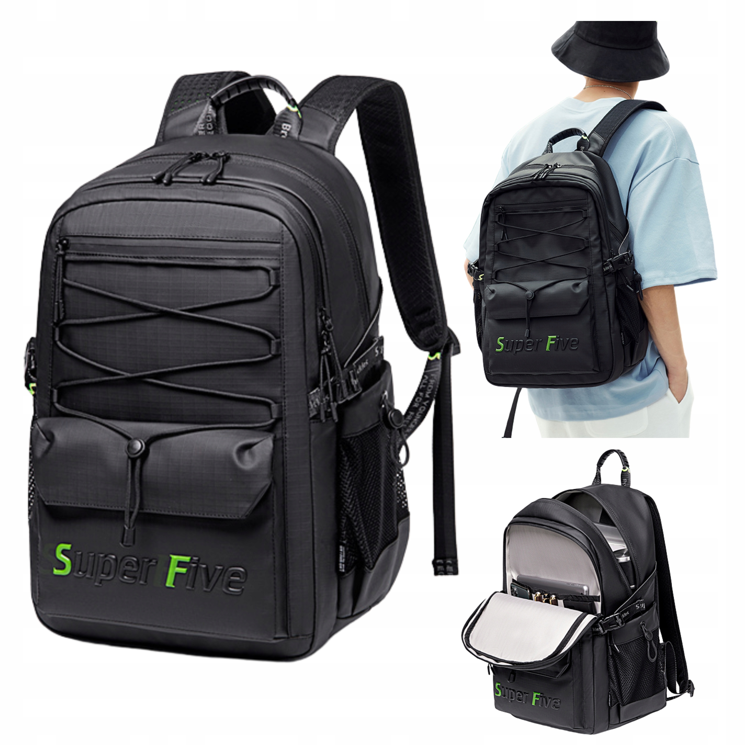 Batoh Černý Do Posilovny Prostorný pro notebook 15.6" Mládežnický