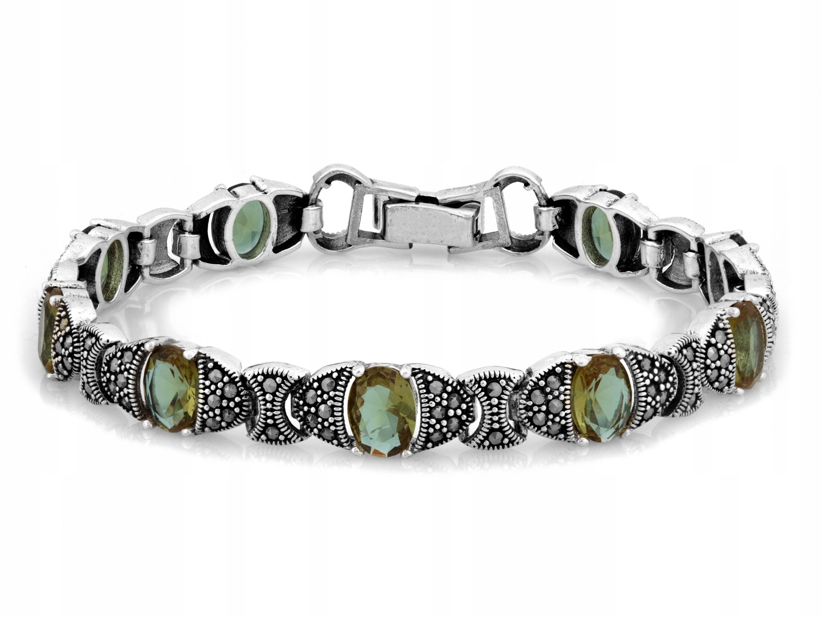 Dámský náramek ze stříbra 925 Elementová zultanit s módními markýzami 19