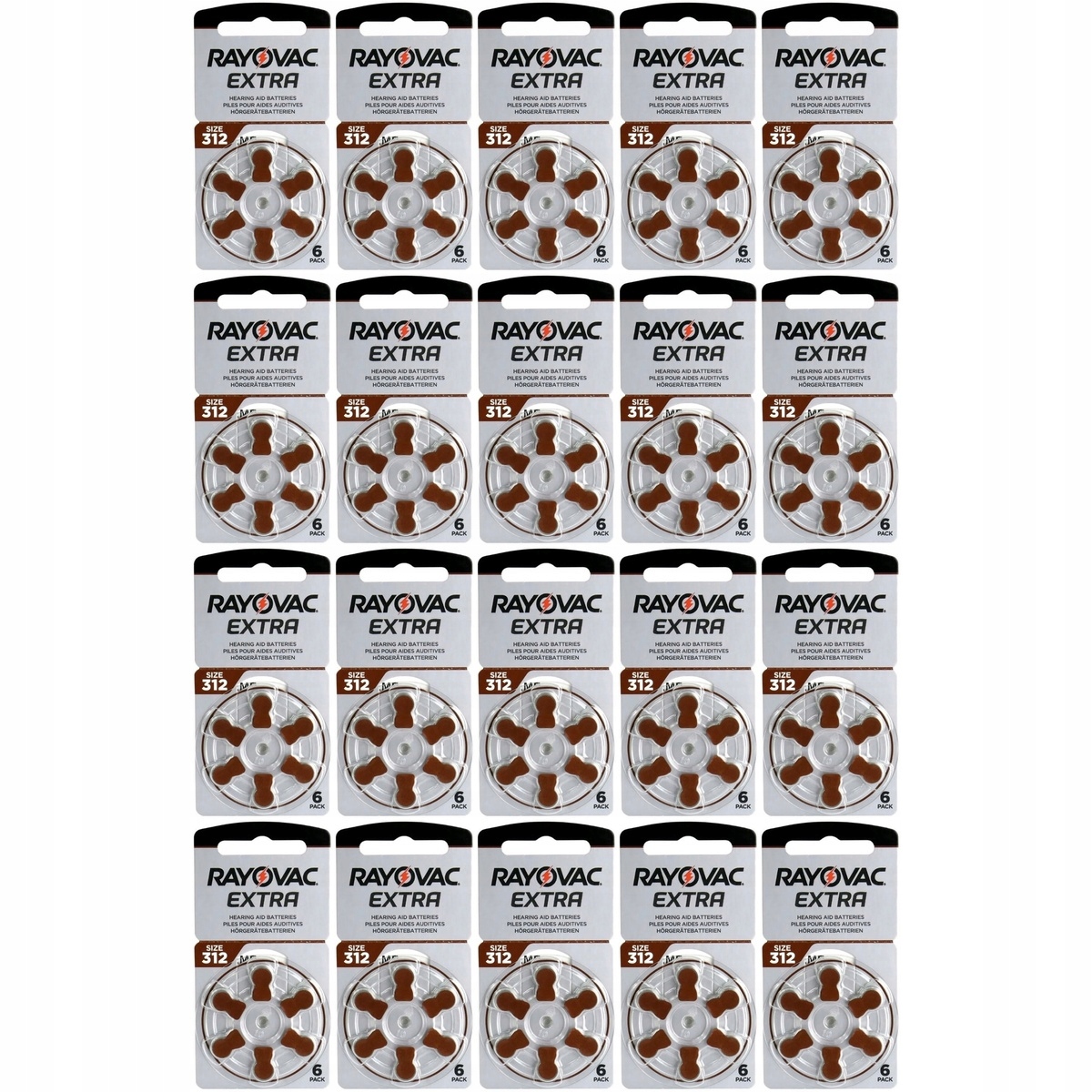 120x Rayovac 312 bateria do aparatów słuchowych, długa żywotność