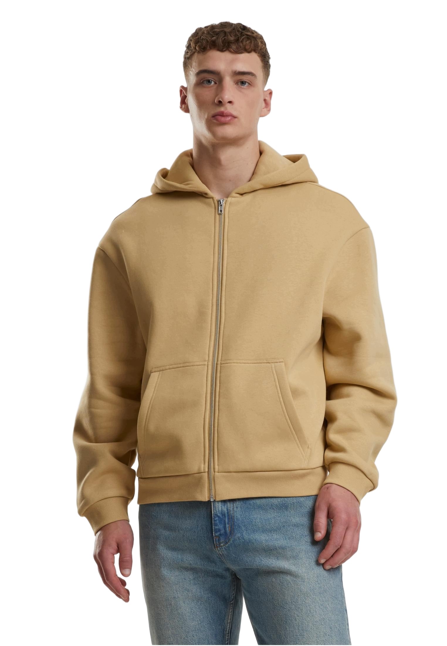 Rozepínací mikina s kapucí Fluffy Zip Hoody unionbeige 330 gsm béžová XL