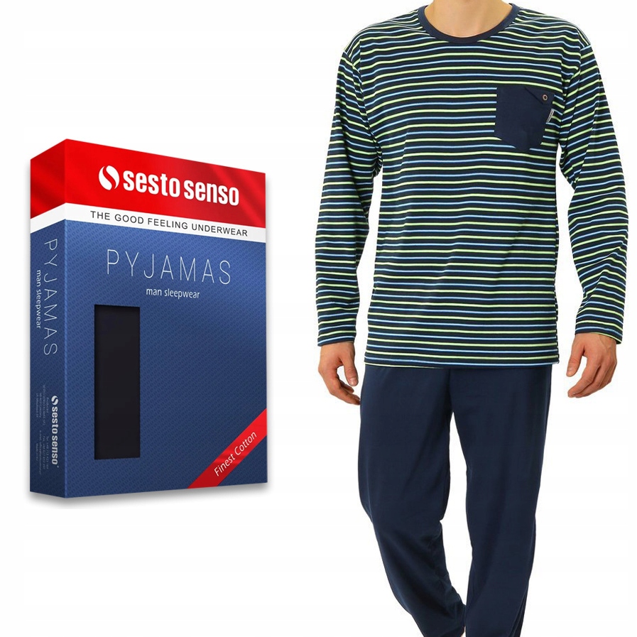 Sesto Senso pásky Pánské Pyžamo s dlouhým rukávem vel. L
