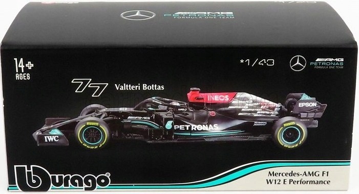 Bolid F1 Mercedes W12 #77 Bottas Přilba BBurago 1:43