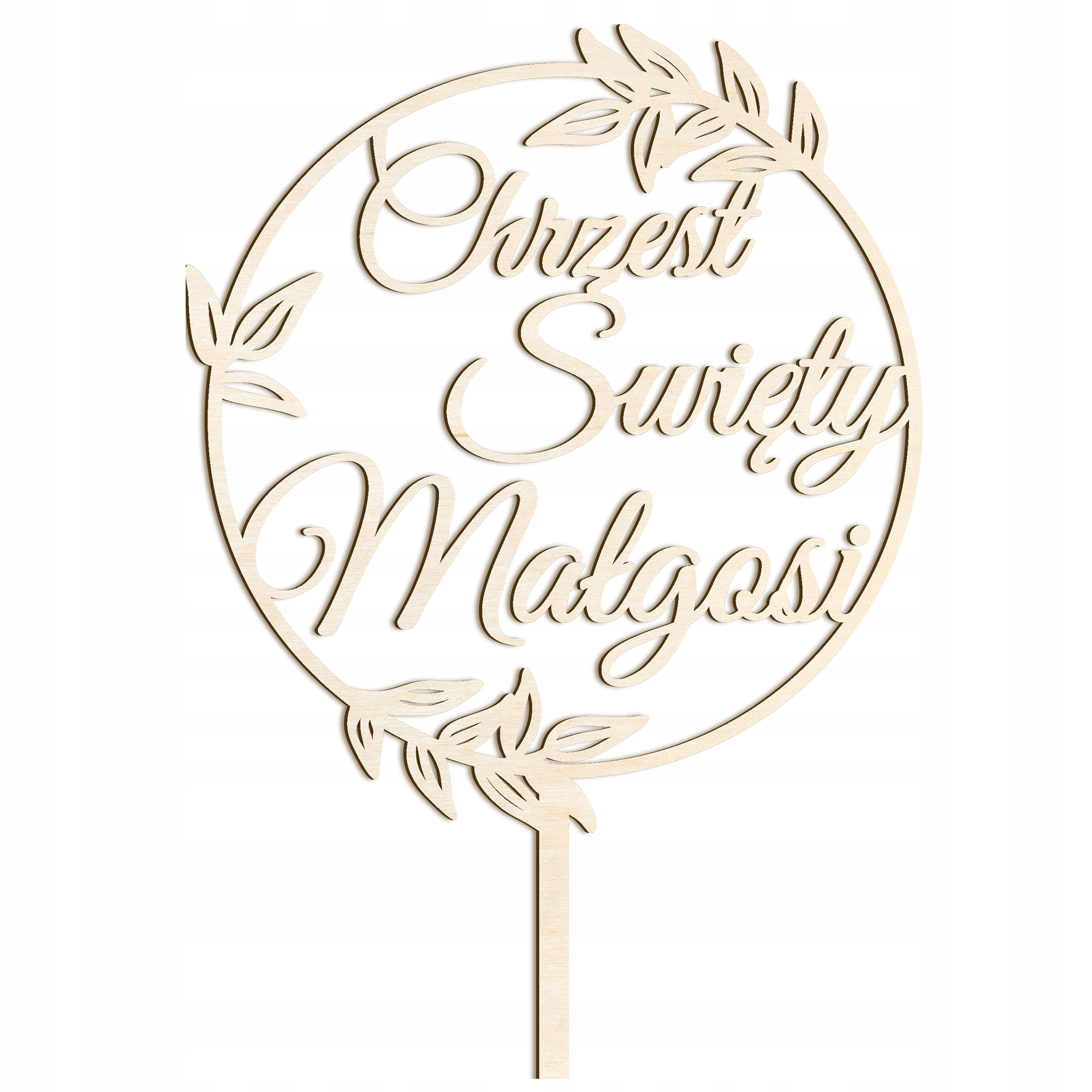 TOPPER DEKORACJA NA TORT DREWNIANY CHRZEST + IMIĘ