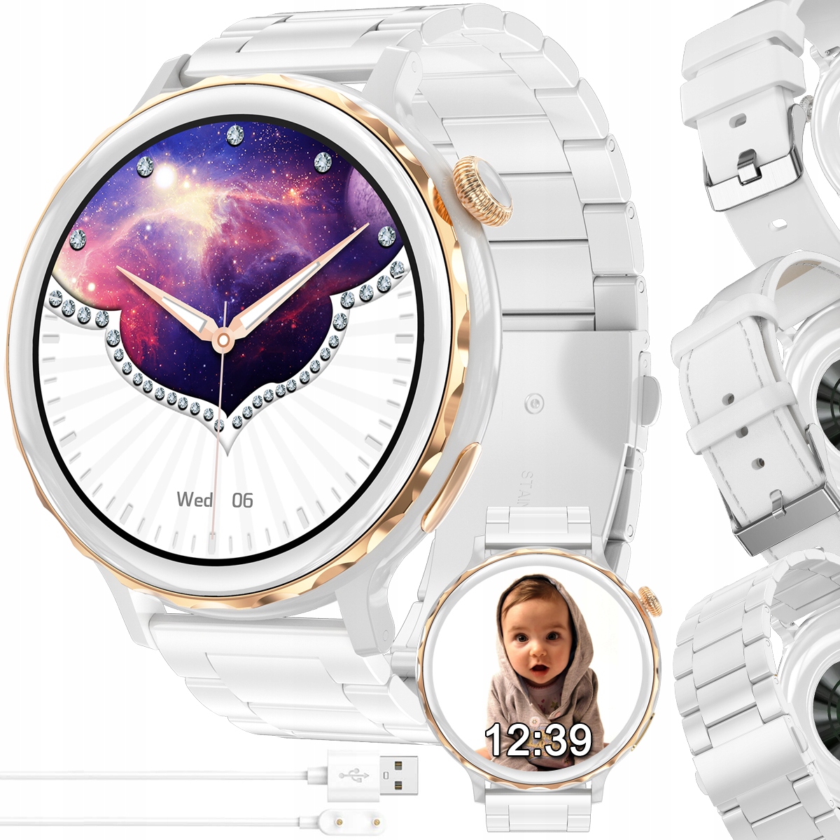 SMARTWATCH DAMSKI DLA KOBIETY ROZMOWY SMS CIŚNIENIE POLSKIE MENU TRZY PASKI