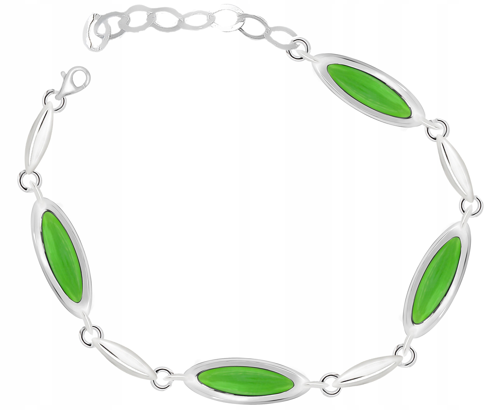 

Bransoletka Srebrna Z Zielonymi Uleksytami pr925!