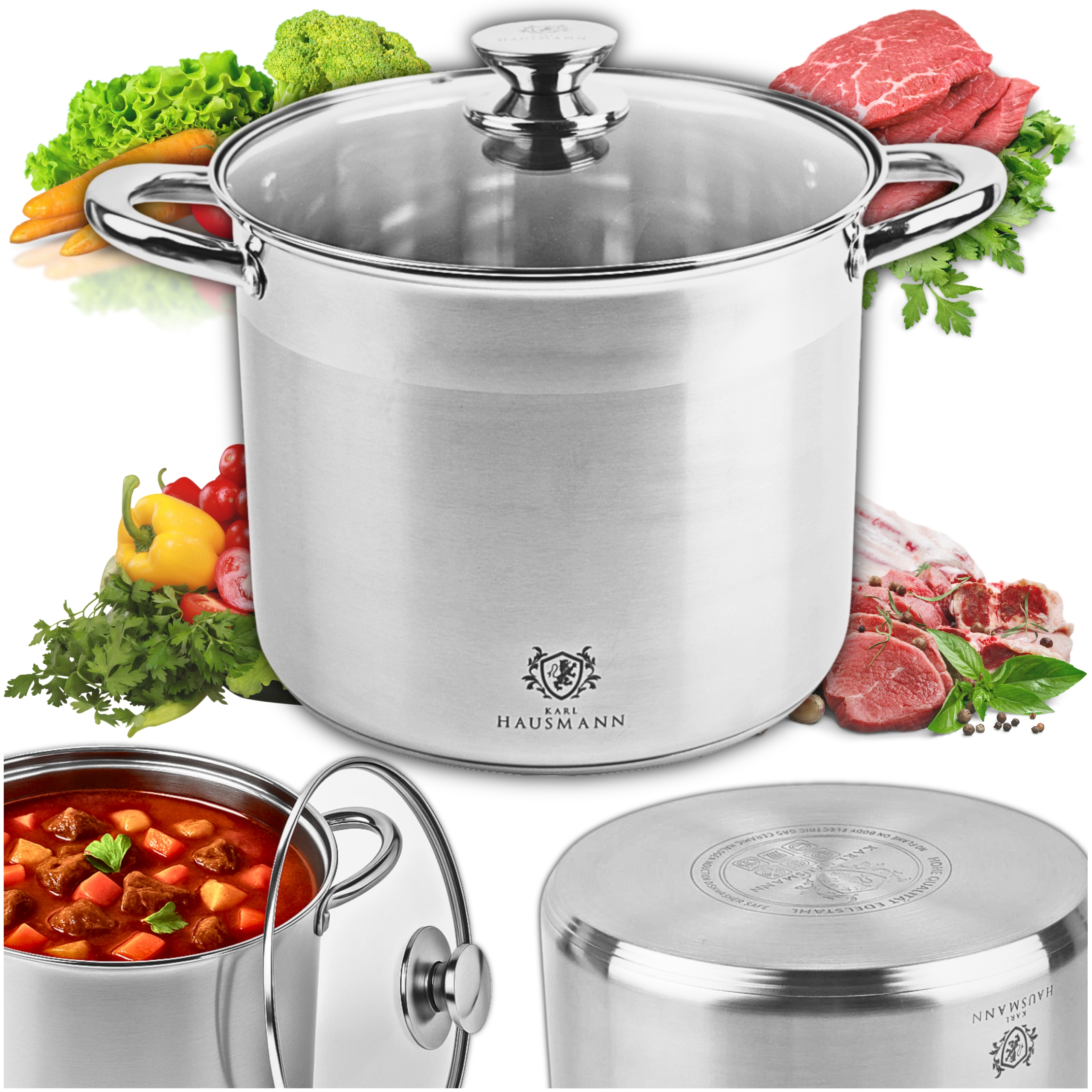 Velký Hrnec 19L Indukce Plyn Hrnec Z Oceli S Poklicí Gastro Solid