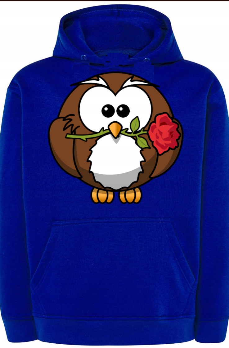 Sova mikina s kapucí Valentýn s potiskem r.XS