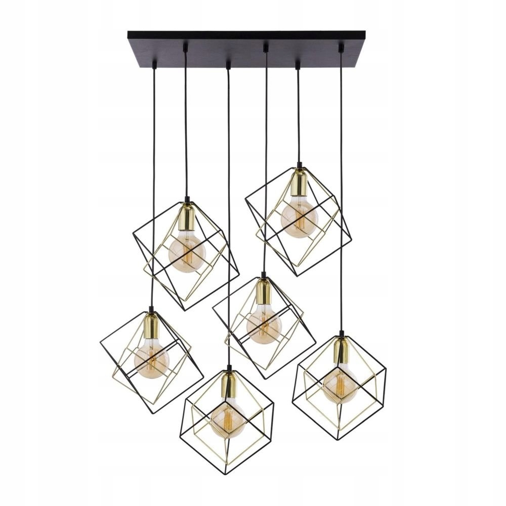 Závesná stropná lampa Alambre čierno-zlatá 78 cm 6xE27 nad stôl Tk Lighting