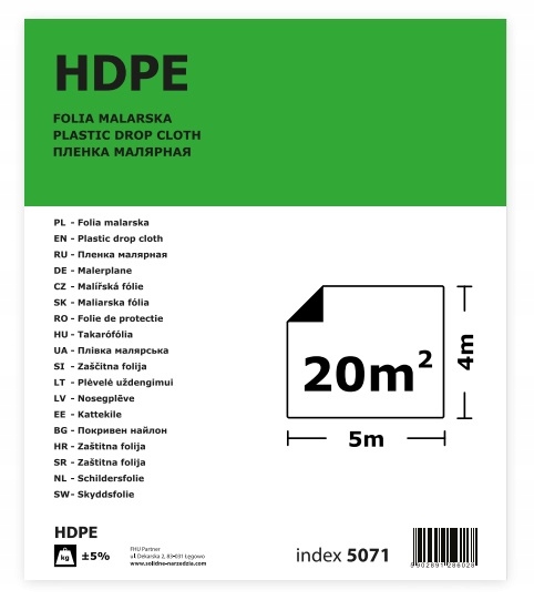 

Folia Malarska Hdpe Ochronna 4x5m Solid 5071
