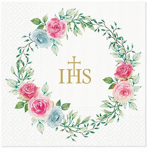 SERWETKI PAPIEROWE KOMUNIA RÓŻE 33 CM 20 SZT