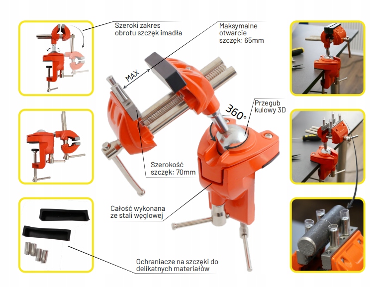 IMADŁO PRZEGUBOWE WARSZTATOWE STOŁOWE 70x65mm Marka XL-Tools