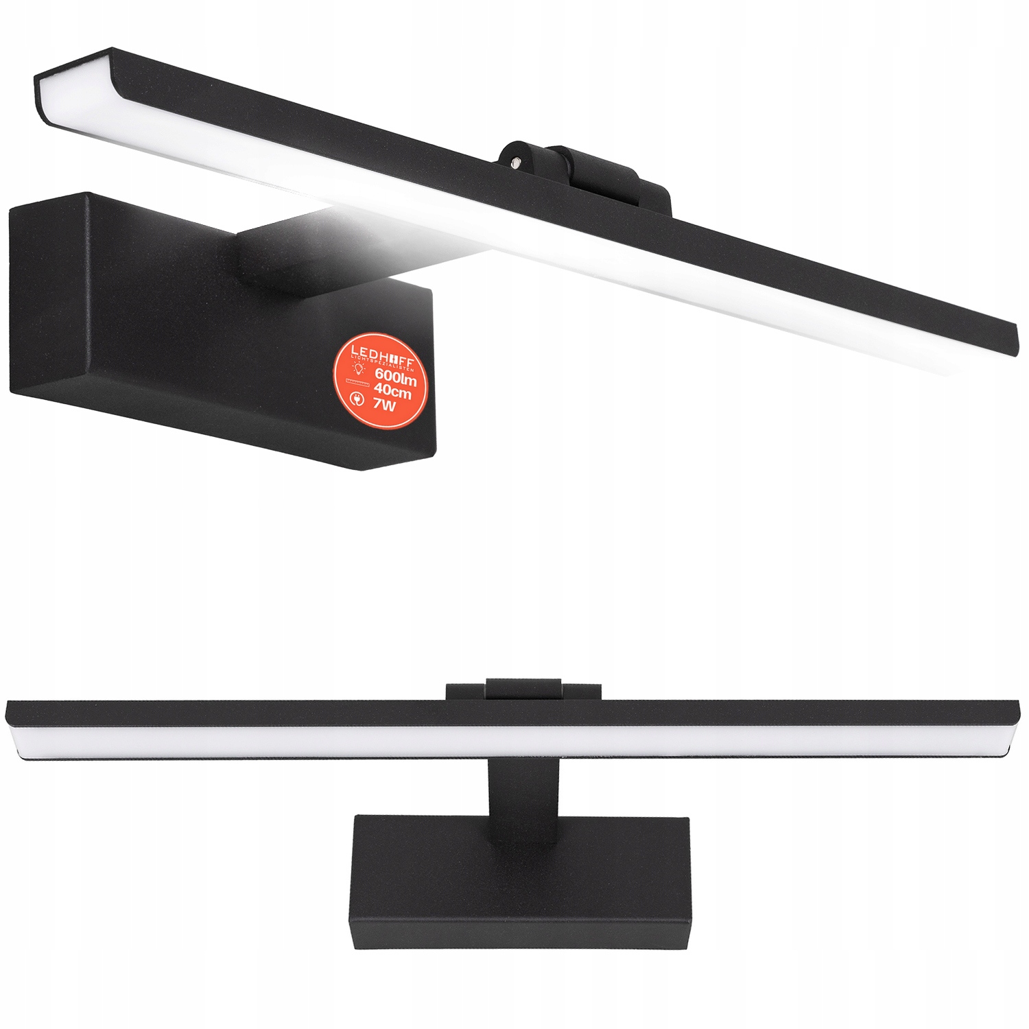 Kinkiet łazienkowy Led nad lustro Lampa 7W 40cm do Łazienki czarna Mocna