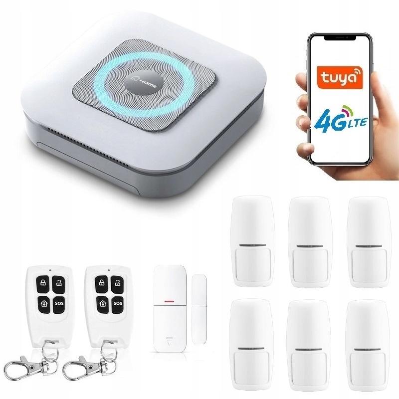 Bezdrôtový Alarm Gsm siréna Tuya V Poľštine Na Sim Kartu 6xPIR
