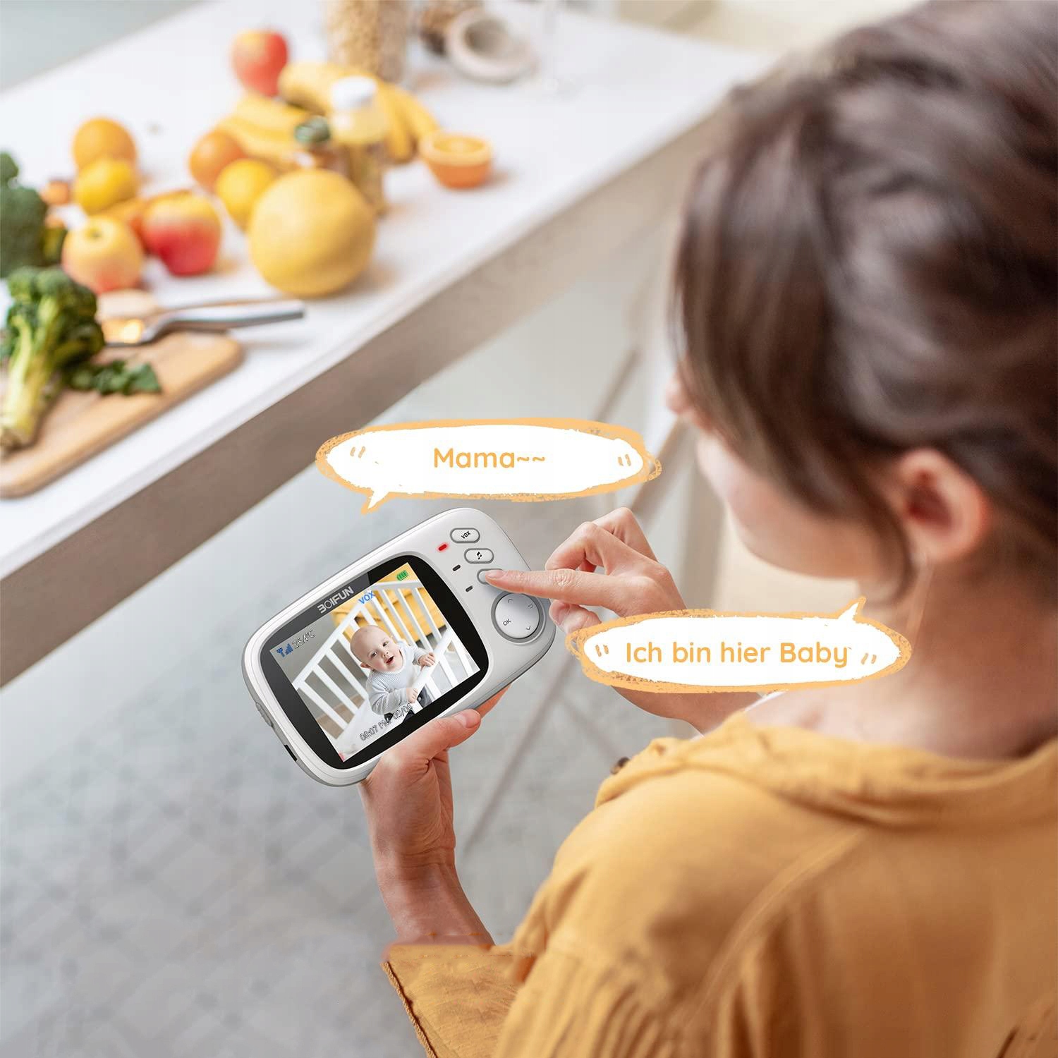 NIANIA ELEKTRONICZNA KAMERA NA ŻYWO 3.2"LCDx2 Kolor biały