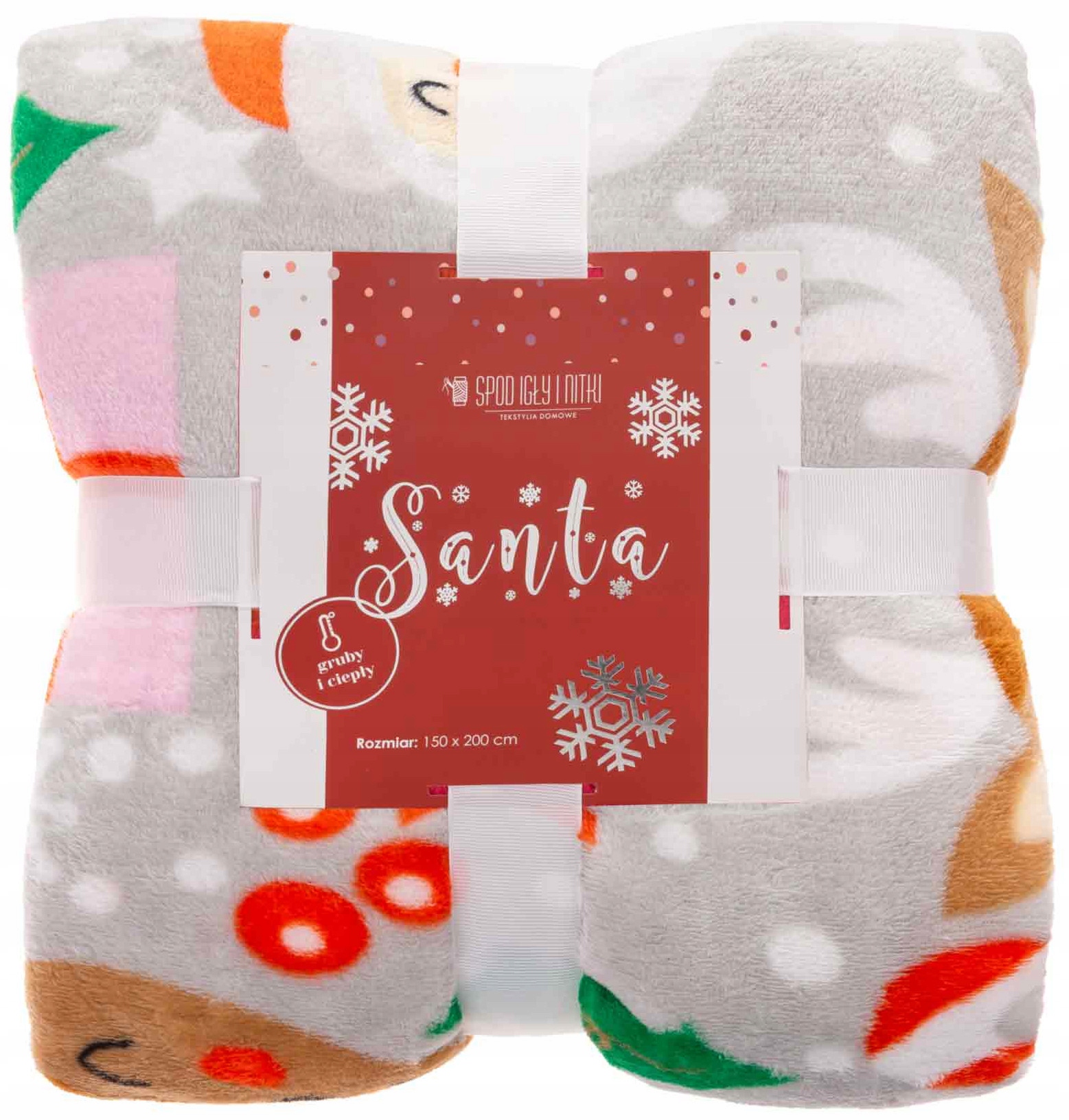 

Koc Świąteczny 150x200 Szary Pled Christmas Santa