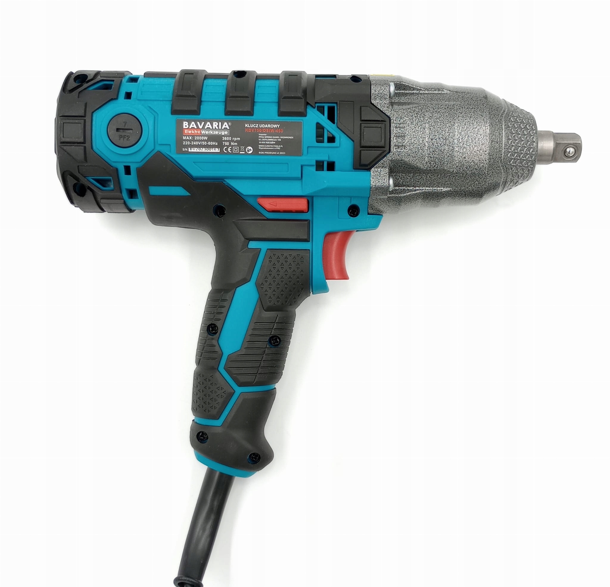 KLUCZ UDAROWY ELEKTRYCZNY DO KÓŁ 2000W 750Nm 1/2" MOCNY Z ZESTAWEM NASADEK Rozmiar trzpienia 1/2''