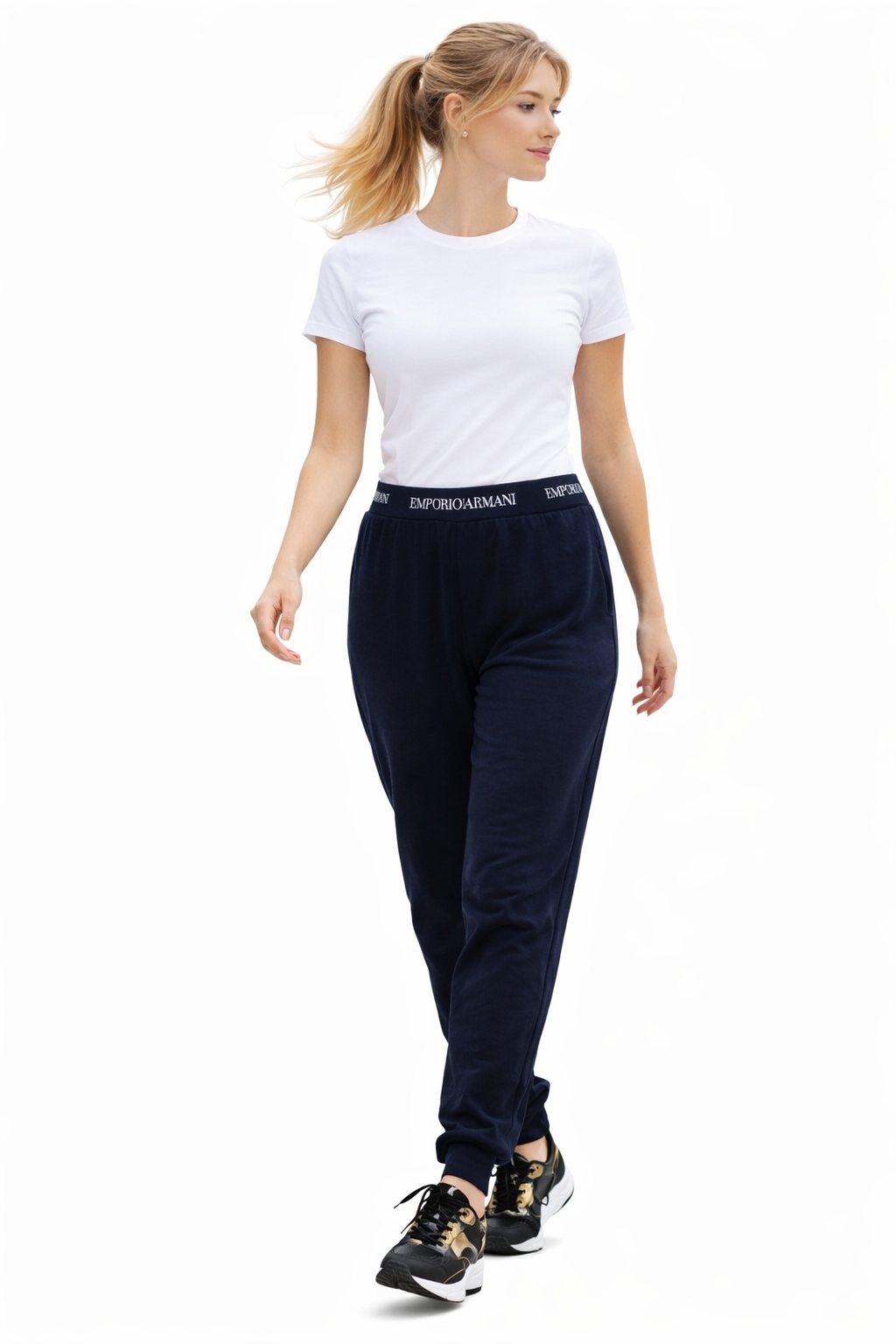 Emporio Armani Tmavě Modré Teplákové Kalhoty S Logovaným Pasem Xs I3C