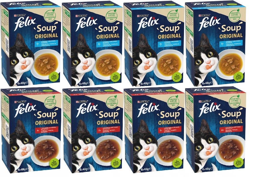 Levně Felix Soup Original polévka pro kočky MIX Chutí Ryba a maso 48x48g