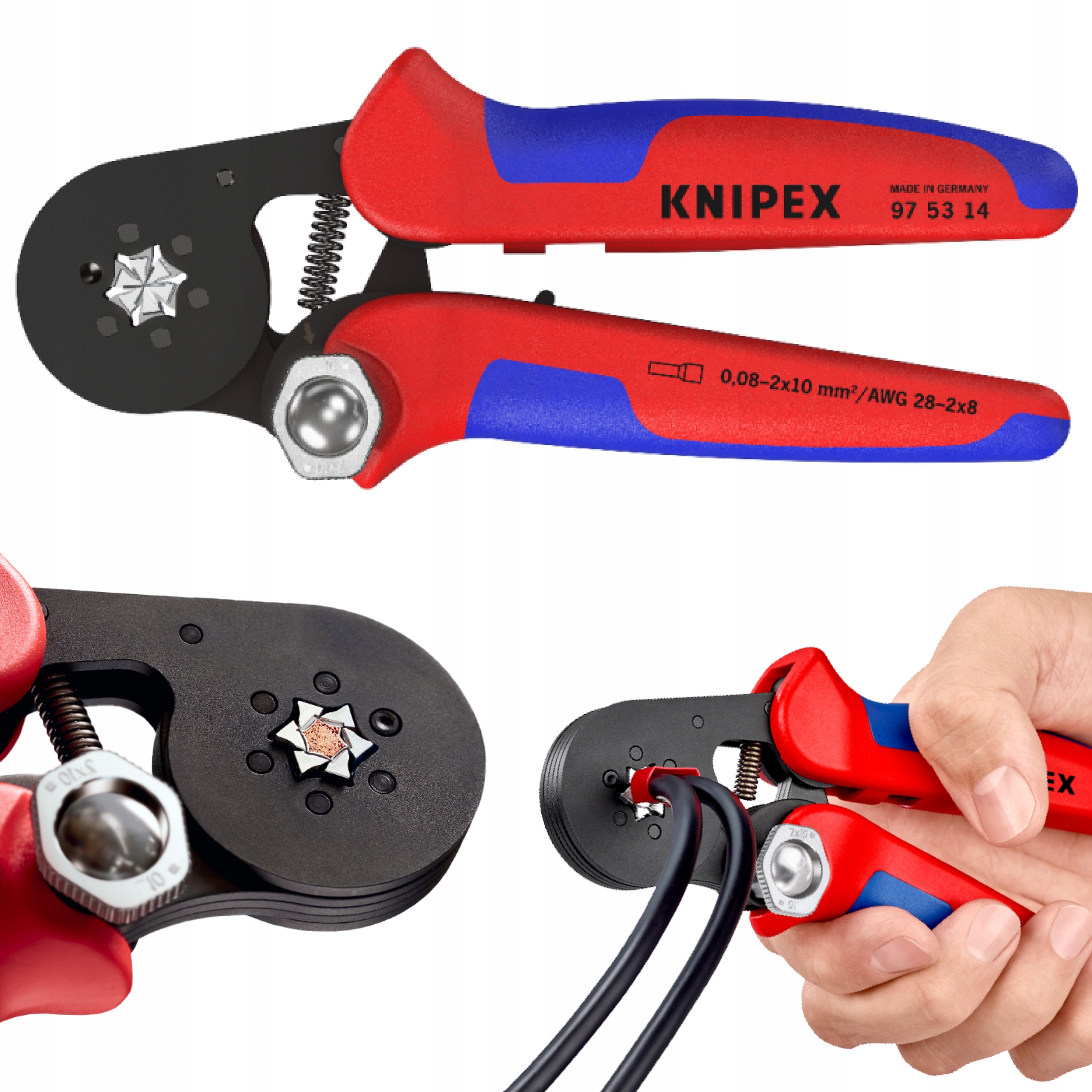 Kliešte na upínanie puzdier do šesťuholníka 0,08-16 mm² Knipex 97 53 14