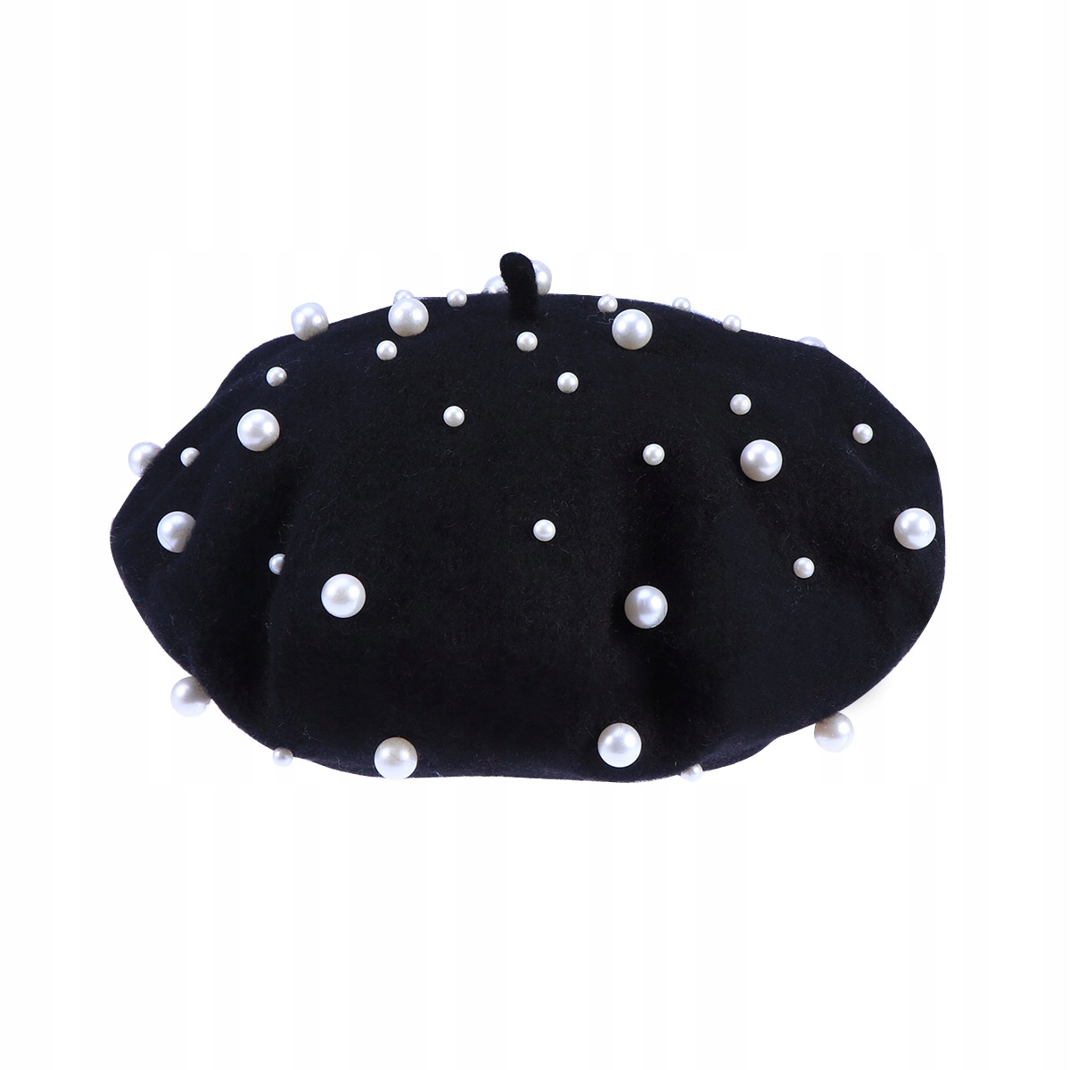 ZIMOWA KASZMIROWA BERETKA Z PERŁAMI STYLOWA I WYGODNA Marka bez marki