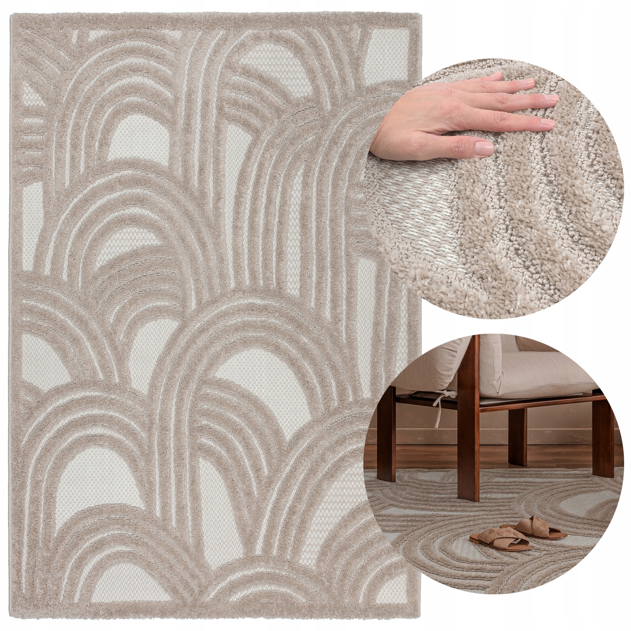 Koberec do Obývacího Pokoje Velký 160x230 Dvouúrovňový 3D Měkký Moderní Odolný