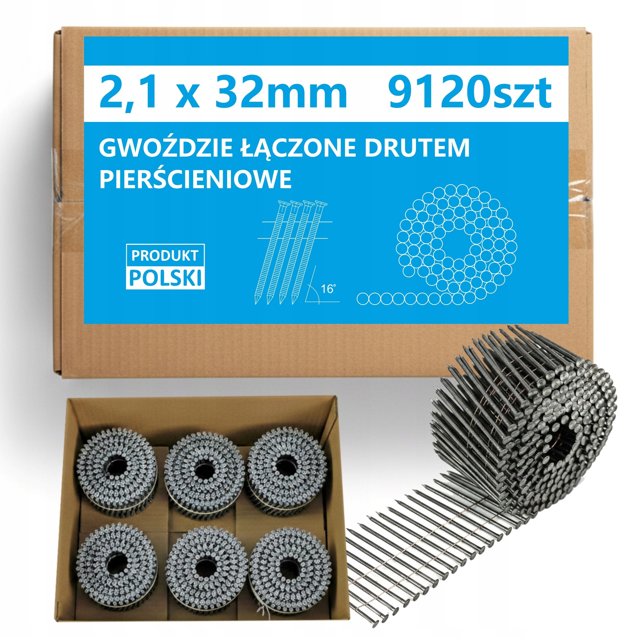 Hřebíky Do Hřebíkovačky Spojené Drátem 2,1x32mm Bubnové Koletované 9120 Ks